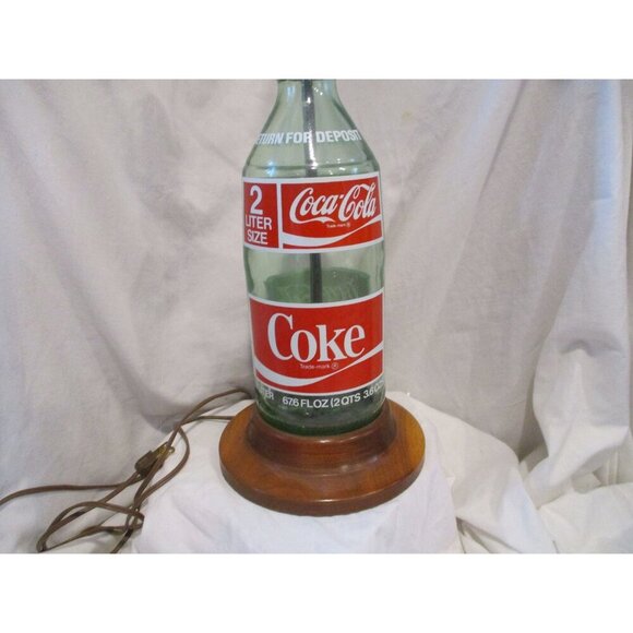 Classic Coke a cola bottle Table lamp vintage 1970 classic Desk Accent Light Pub - Picture 2 of 9